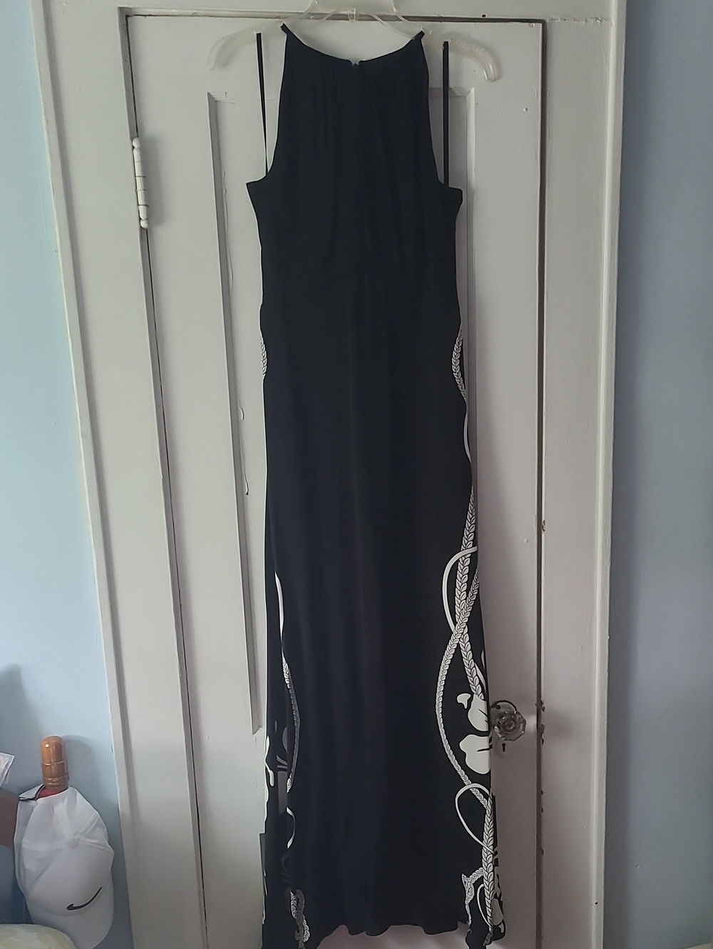 White House Black Market Black Maxi Dress with White Trim